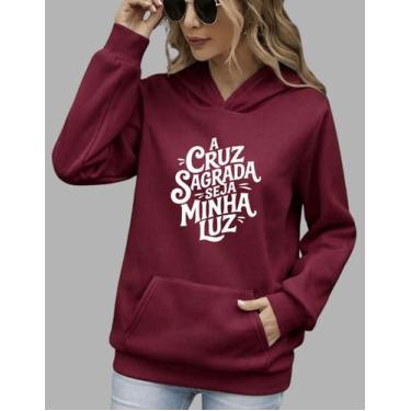 Imagem de Moletom Feminino Blusa De Frio A Cruz Sagrada Seja Minha Luz - NM KIds