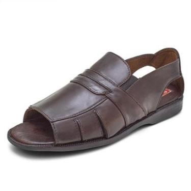 Imagem de Sandalia Masculina Em Couro Legitimo Conforto Leve Granado Conhaque-Masculino