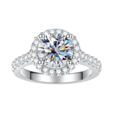 Imagem de Anel De Moissanite Cinza 1CT Em Prata 925 Para Mulheres, Joias De Moda