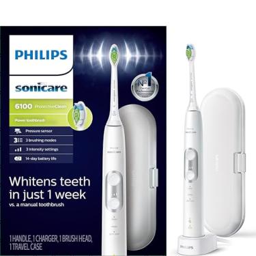 Imagem de PHILIPS Sonicare Escova de dentes elétrica recarregável ProtectiveClean 6100, com senso...