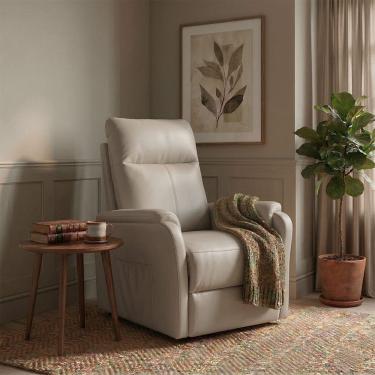 Imagem de Poltrona Papai Reclinável em Tecido Nobuke Estofada para Sala de Estar Descanso e Leitura - Bege