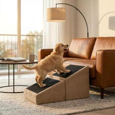 Imagem de Rampa Pet 2 em 1 Dobrável Puff Escada para Cachorro e Gato P03 Cor:Cap