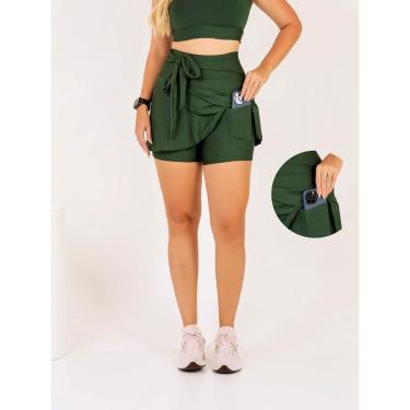 Imagem de Short Saia Laço Com Bolso Fitness Feminino De Academia Beach Tennis Treino Caminhada Th...