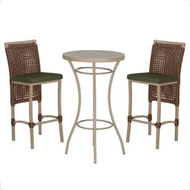 Imagem de Mesa Bistro e 2 Banquetas Roma Fendi Corda Náutica 13 Trama Original, 
