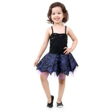 Imagem de Fantasia Bruxa Infantil Halloween Teia de Aranha Com Tutu - Abrakadabr