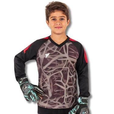 Imagem de Camisa Goleiro Infantil Junvenil Poker Manga Longo Com Proteção Espuma Cotovelos-Unissex