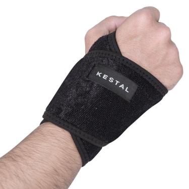 Imagem de Munhequeira Kestal Bumerangue Ajustável Preta com Furo no Polegar-Unissex