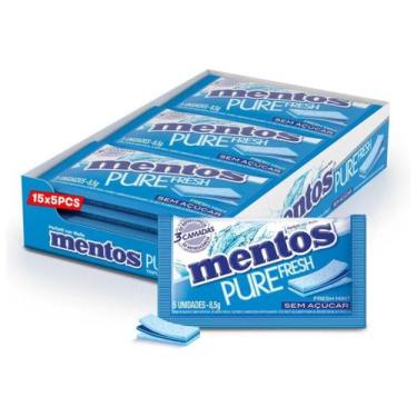 Imagem de Chiclete Mentos Sem Açúcar Cool White Fresh Mint C/ 15un 127,5