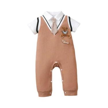 Imagem de Macacão Para Meninos Com Gravata, Manga Curta, Roupa De Verão Para Uso