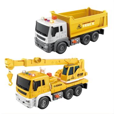 Imagem de Caminhão de Brinquedo DMT6852 de Obra com Fricção Luzes e Sons Plástico DM Toys