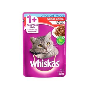 Imagem de Ração Úmida para Gato Adulto Sachê - Whiskas Carne ao Molho 85g, Carne
