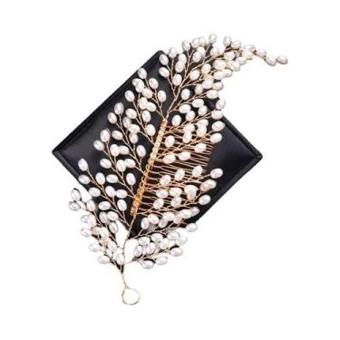 Imagem de Tiara De Cristal Dourado Com Pérolas Para Mulheres, Acessórios De Cabe