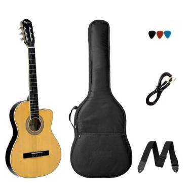 Imagem de Kit Violão Elétrico Tagima Cartagena Flat Nylon Natural