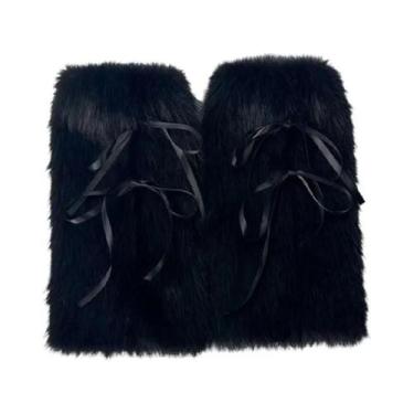 Imagem de Polainas De Pelúcia Brancas Com Laço Para Mulheres, Estilo Harajuku JK