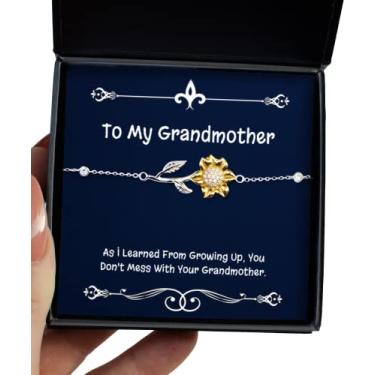 Imagem de SpreadPassion Bracelete de girassol para avó com ideia única, as I Learned from Growing Up, presentes para avó, presente de neta, para avó