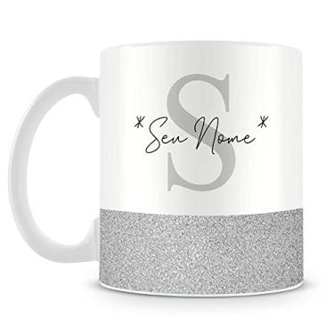Imagem de Caneca Personalizada Base Glitter Prata (com Nome)