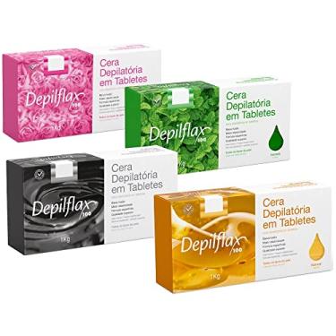 Imagem de KIT CERA QUENTE 1KG ROSA HORTELÃ NATURAL E NEGRA DEPILFLAX
