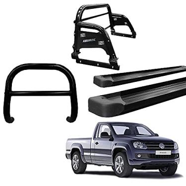 Imagem de Kit Quebra Mato+Estribo Alumínio.Santo An H3 AMAROK CS PRETO