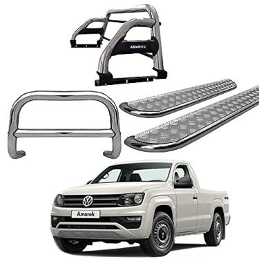 Imagem de Kit Quebra Mato+Estribo CHAPA +Santo ANT.H2 AMAROK CS CROMO