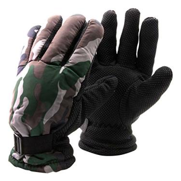 Imagem de Luvas masculinas camufladas impermeáveis para clima frio – inverno isolado ajustável – tamanho único, camuflagem marrom