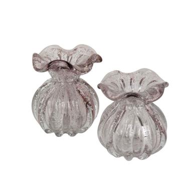 Imagem de Kit 2 Mini Trouxinhas de Murano Rosa - Vasinhos Para Flores