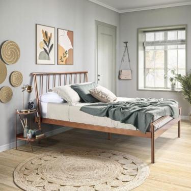 Imagem de Conjunto Cama de Casal em Aço e 1 Mesa de Cabeceira em Aço Begônia CabeCasa MadeiraMadeira Cobre