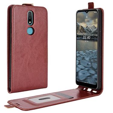 Imagem de YUNCHAO Caixa de telefone Para Nokia 2.4 R64 textura única capa de proteção de couro vertical com slots de cartão e moldura fotográfica capa para celular