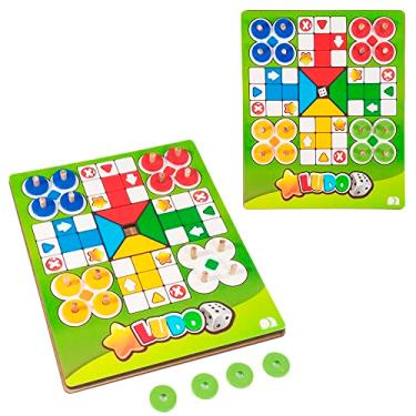 Imagem de Jogo De Ludo Tabuleiro De Mesa Pinos Em Madeira MDF Tradicional Infantil Presente Para Criança Educativo Didático Jogo Para Família