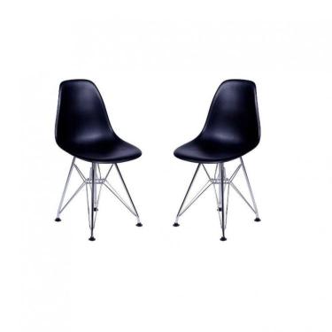 Imagem de Conjunto 2 Cadeiras Eames DKR Base Cromada OR Design Preto