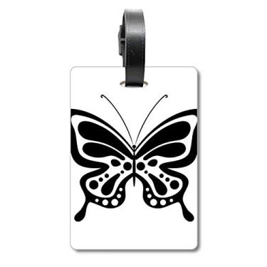 Imagem de Etiqueta de mala de desenho animado simples borboleta preta etiqueta de bagagem cartão pendurado etiqueta, Multicolorido.