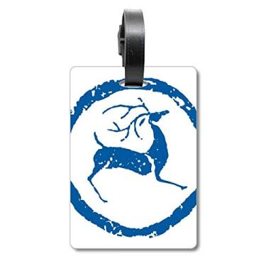 Imagem de Etiqueta de mala de desenho animado animal azul de veado etiqueta de bagagem para pendurar cartão, Multicolorido.