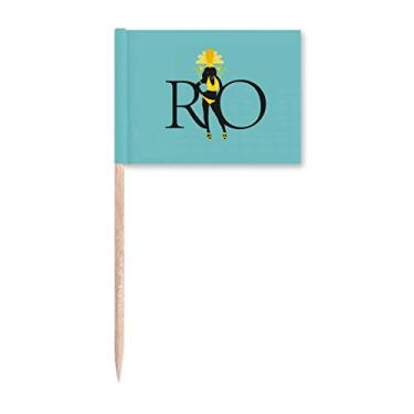 Imagem de Marcador de palito de dente amarelo menina Carnaval Rio Brasil Decoração de festa