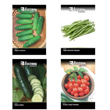 Imagem de Kit 4 Sementes Legumes Horta Em Casa Jardins Vasos (Tomate, Pepino,Feijão e Pepino conserva)