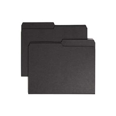 Imagem de Smead Pasta de arquivo reversível, aba impressa com corte 1/2, tamanho carta, preta, 100 por caixa (10364)