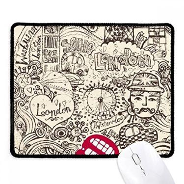 Imagem de British Bus London Eyes Big Ben UK Mousepad com borda costurada para jogos