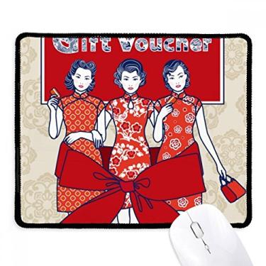 Imagem de Mousepad Chinese Culture Red Woman Tapete de borracha para jogos
