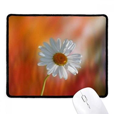 Imagem de Mousepad laranja e branco escuro belas flores borda costurada tapete de borracha para jogos