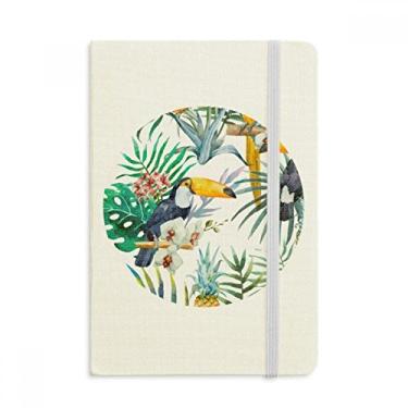 Imagem de Caderno em aquarela tucano arbusto abacaxi papagaio oficial de tecido capa dura diário clássico