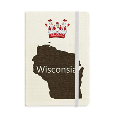 Imagem de Wisconsin America Caderno de mapa dos EUA com desenho de boneco de neve e capa dura grossa