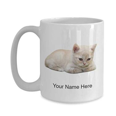 Imagem de Caneca de gato personalizada - Caneca de café para amantes de gatos, ideia para crianças meninos e meninas Amor - Caneca de café de 425 g
