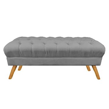 Imagem de Puff Decorativo Retrô Paris Capitonê 1 Metro Pé Palito Suede Cinza - LM DECOR