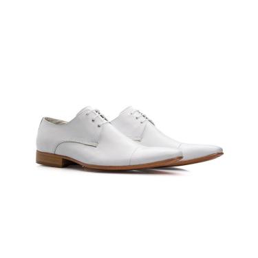 Imagem de Sapato Social Masculino Sola de Couro Couro Cromo Branco 307