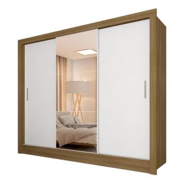 Imagem de Roupeiro 3 Portas Casal Com 3 Espelhos Aurora Bore/bran - M. Arapongas Boreal/branco