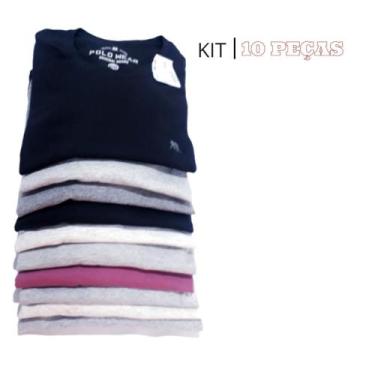 Imagem de Kit 10 Camisetas Masc. Básicas Gola Redonda Cores Sortidas - Polo Wear