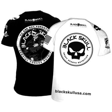 Imagem de Camiseta Preta + Branca  Esportiva de Academia - Bope e Padrão Tradicional - Black Skull-Unissex