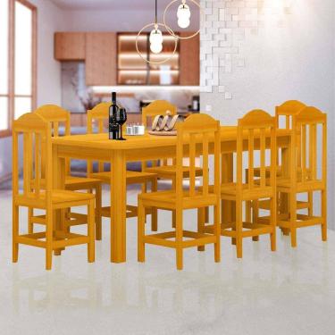 Imagem de Mesa De Jantar Com 8 Cadeiras Madeira Maciça Safira Cerejeira Shop JM