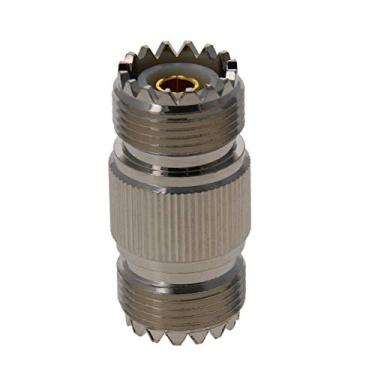 Imagem de 1 peça de conector de cabo coaxial, Bettomshin prata e banhado a ouro, adaptador de cobre de porca reta tipo UHF fêmea para UHF fêmea para cabos de TV aplicações RF dispositivos LAN