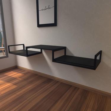 Imagem de Aparador Industrial Preto Moderno Cantinho Café Escritorio Simples Bancada Suspensa