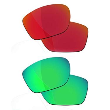 Imagem de RockShell Lentes polarizadas de substituição para óculos de sol Oakley TwoFace XL OO9350 - Vermelho Lava + Verde Python