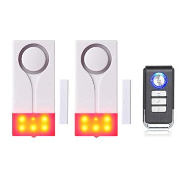 Imagem de Mengshen Alarme De Porta E Janela - Alarme Contra Roubo Sem Fio Com 105db De Som Alto E Luz Brilhante, Fácil De Instalar (Inclui 2 Alarme E 1 Controle Remoto)